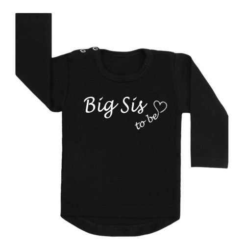 Shirt Big Sis To Be zwart